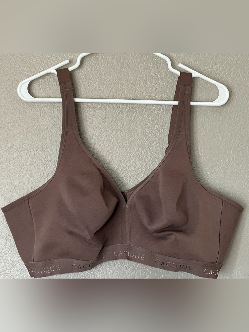Cacique 48D Unlined Full Coverage No Wire Cotton Blend Brown Bra